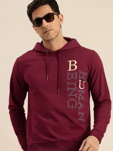 Being Human Pure Cotton Brand Logo Printed Hooded Pullover Sweatshirt