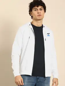 Being Human Men Brand Logo & Numeric Print Hooded Pure Cotton Front-Open Sweatshirt