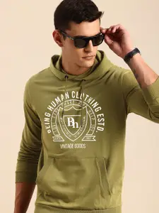 Being Human Brand Logo Printed Pure Cotton Hooded Sweatshirt