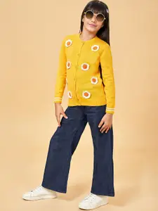 YU by Pantaloons Girls Floral Cardigan Sweater