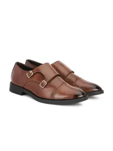 SHOZANIA Men Leather Formal Monk Shoes
