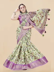 MIRCHI FASHION Floral Woven Design Zari Saree