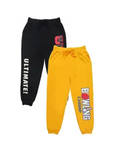 Clothe Funn Boys Pack Of 2 Typography Printed Pure Cotton Joggers