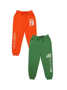 Clothe Funn Boys Pack Of 2 Typography Printed Pure Cotton Joggers