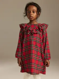 H&M Girls Pure Cotton Flounce-Trimmed Dress