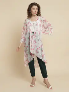 UnaOne Floral Printed Longline Shrug