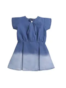 The Magic Wand Girls Tie and Dye Denim Fit & Flare Dress