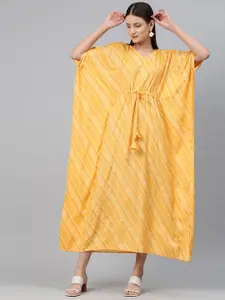 Cottinfab Ethnic Motifs Print Kimono Sleeve Kaftan Maxi Dress