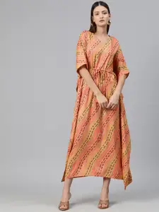 Cottinfab Print Kimono Sleeve Kaftan Midi Dress