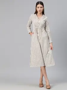 Cottinfab Striped Shirt Midi Dress