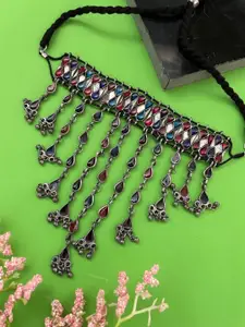 Digital Dress Room Silver-Plated Brass Oxidised Choker Necklace