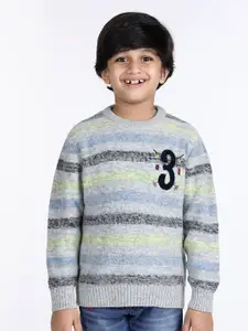 Wingsfield Boys Self Design Round Neck Pullover Sweater