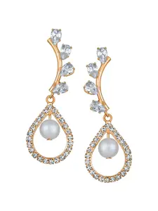 Mahi Rose Gold-Plated Contemporary Drop Earrings