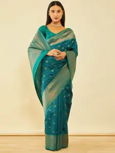 Soch Floral Woven Design Zari Silk Blend Saree