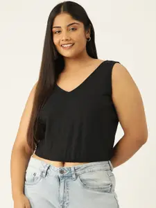 theRebelinme Women Plus Size Solid Crop Top
