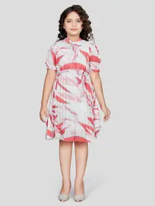 Peppermint Girls Floral Printed Tie-Up Neck  A-Line Dress