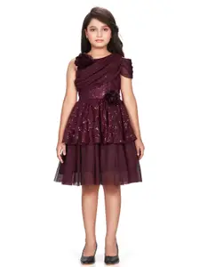 Peppermint Girls Embellished Cold-Shoulder Cotton Fit & Flare Dress