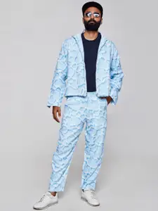 ADDY'S for men Abstract Printed Hooded Linen Tailored Jacket