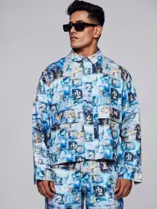 ADDY'S for men Abstract Printed Spread Collar Linen Tailored Jacket