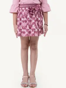 One Friday Girls Heart Printed Mini A-Line Skirt