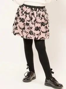 One Friday Girls Floral Printed A-Line  Mini Skirt