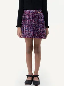 One Friday Girls Animal Printed Flared Mini Skirts