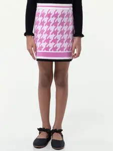 One Friday Girls Abstract Printed Straight Knitted Skirts