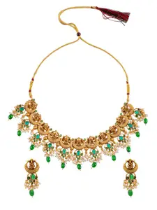 Shining Jewel - By Shivansh Gold-Plated Temple Necklace Set