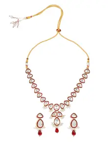 Shining Jewel - By Shivansh Gold-Plated Kundan & Pearls Necklace Set