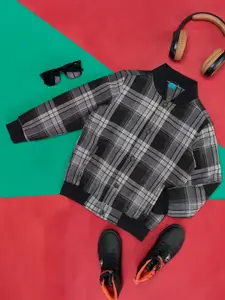 YU by Pantaloons Boys Checked Cotton Bomber Jacket