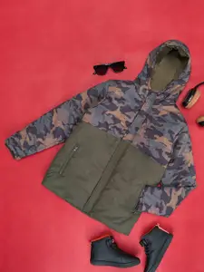YU by Pantaloons Boys Camouflage Printed Hooded Padded Jacket