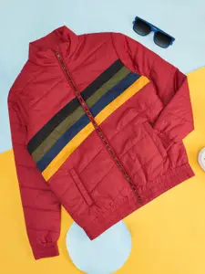 YU by Pantaloons Boys Striped Mock Collar Padded Jacket