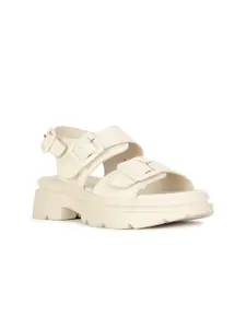 Bata Buckle Detail Open Toe Platform Heels