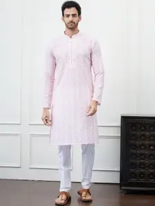 See Designs Geometric Embroidered Chikankari Pure Cotton Straight Kurta