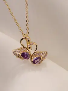 Krelin Dazzling Swan Jewelry Collection Crystals Gold-Plated Charm Necklace