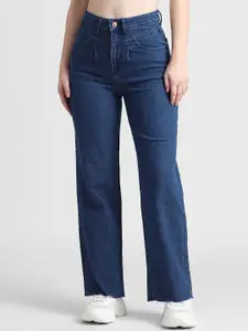 ONLY Women Wide Leg High-Rise Clean Look Light Fade Stretchable Jeans