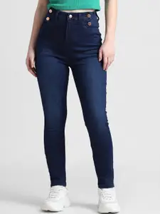 ONLY Women Slim Fit High-Rise Light Fade Stretchable Cotton Jeans