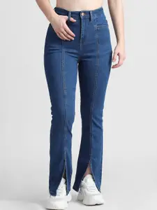 ONLY Women Flared High-Rise Clean Look Low Distress Stretchable Jeans