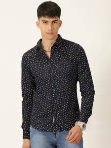 Provogue Classic Slim Fit Micro Ditsy Printed Cotton Casual Shirt