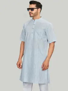 Authentics Striped Cotton Linen Straight Kurta