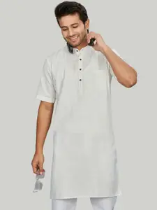 Authentics Striped Band Collar Straight Cotton Kurta