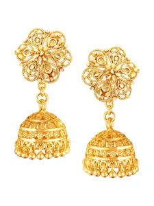 Vighnaharta Gold-Plated Floral Jhumkas