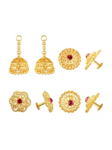 Vighnaharta Set Of 4 Gold Plated Earrings