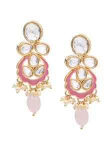 Shining Jewel - By Shivansh Gold-Plated Contemporary Drop Earrings