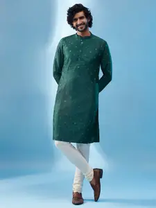 KISAH Floral Embroidered Regular Kurta With Churidar
