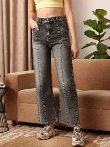 STREET 9 Women Comfort Straight Fit Clean Look Heavy Fade Pure Cotton Jeans