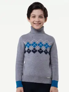 One Friday Boys Argyle Printed Turtle Neck Pullover Sweater
