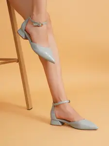 Sherrif Shoes Textured Block Heel Mules