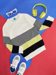 YU by Pantaloons Boys Colourblocked Round Neck Pullover Sweater