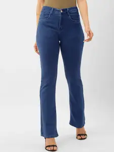 ZOLA Women Blue Bootcut Clean Look High-Rise Cotton Jeans